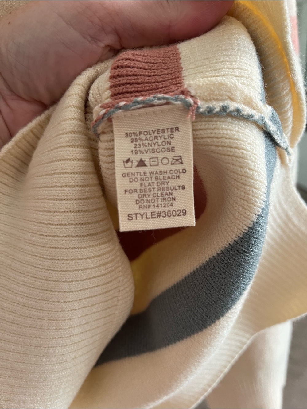 Hem & Thread Soft Cream Ribbed Knit Sweater - Picture 4 of 4